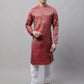 Men Ethnic  Maroon Woven Design Kurta with Pyjamas