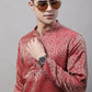 Men Ethnic  Maroon Woven Design Kurta with Pyjamas