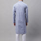 Men Blue and White Striped Kurta with Pyjama