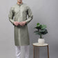 Men's Green Printed Silk Blend Kurta Payjama