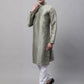 Men's Green Printed Silk Blend Kurta Payjama