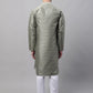 Men's Green Printed Silk Blend Kurta Payjama