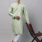 Men's Pista Green Printed Silk Blend Kurta Payjama