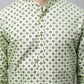 Men's Pista Green Printed Silk Blend Kurta Payjama