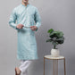 Men's Sky Blue Printed Silk Blend Kurta Payjama