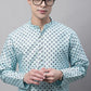 Men's Sky Blue Printed Silk Blend Kurta Payjama