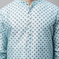 Men's Sky Blue Printed Silk Blend Kurta Payjama