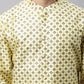 Men's Yellow Printed Silk Blend Kurta Payjama