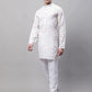 Men's White and Multi Coloured Embroidered Straight Kurta Pyjama Set