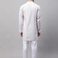 Men's White and Multi Coloured Embroidered Straight Kurta Pyjama Set