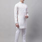 Men's White and Multi Coloured Embroidered Straight Kurta Pyjama Set