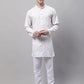 Men's White and Multi Coloured Embroidered Straight Kurta Pyjama Set