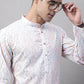 Men's White and Multi Coloured Embroidered Straight Kurta Pyjama Set