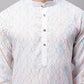 Men's White and Multi Coloured Embroidered Straight Kurta Pyjama Set