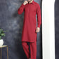 Men's Solid Pathani Kurta with Salwar ( JOKP 696Maroon )