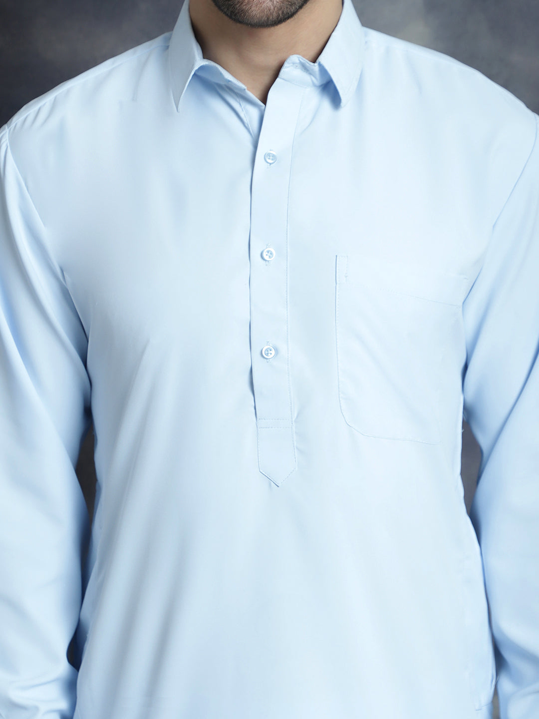 Men's Solid Pathani Kurta with Salwar ( JOKP 696Sky ) [FF] [D-17-18]