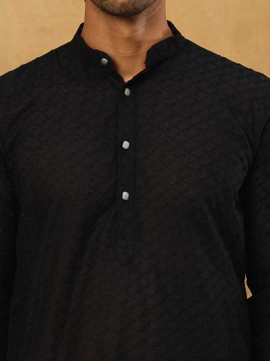 Men’s Ethnic Chikankari Kurta Pyjama ( JOKP B-P 561Black )