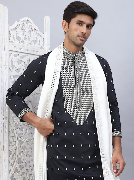 Sequins Embroidered Kurta Pyjama With Dupatta Set