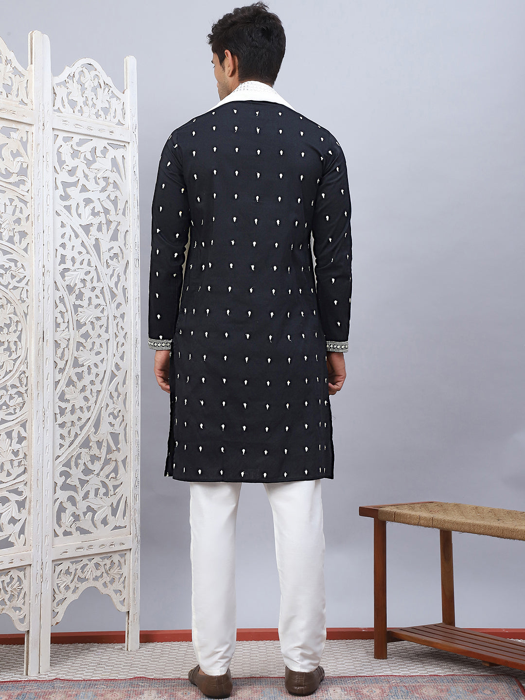 Sequins Embroidered Kurta Pyjama With Dupatta Set