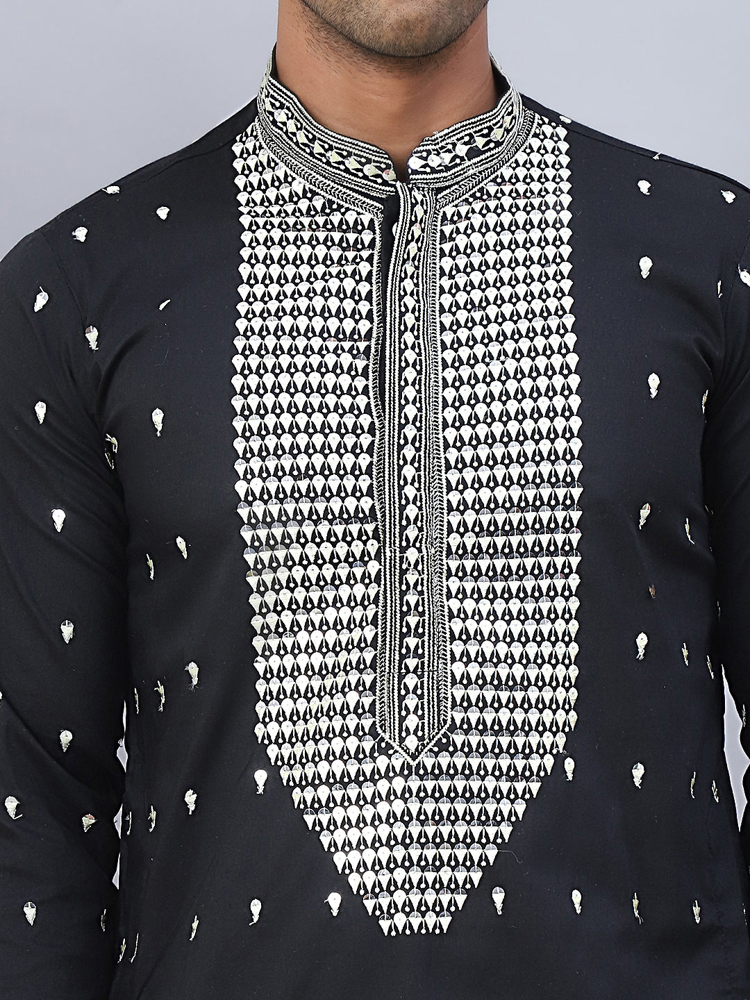 Sequins Embroidered Kurta Pyjama With Dupatta Set