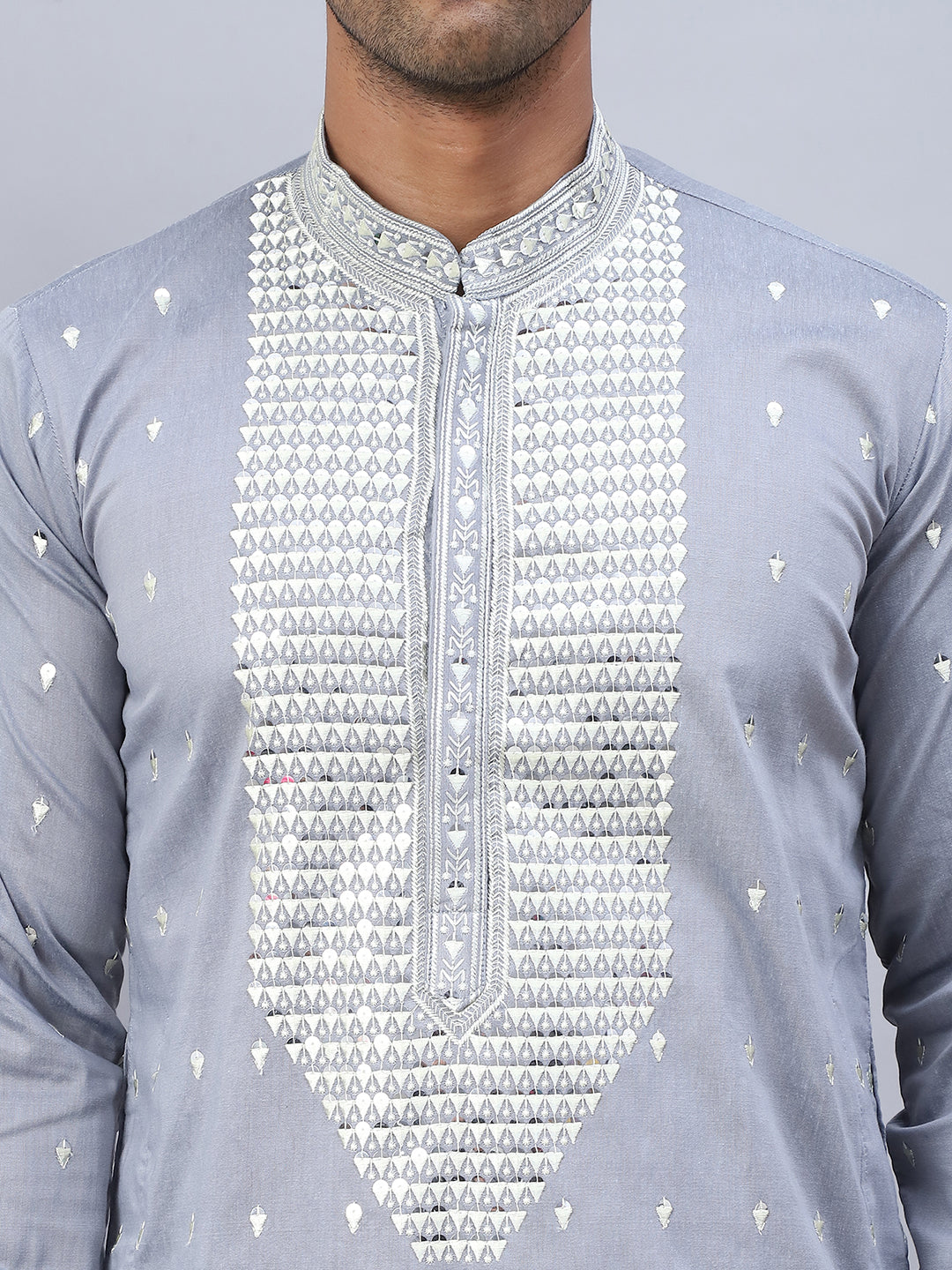 Sequins Embroidered Kurta Pyjama With Dupatta Set