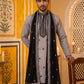 Embroidered Silk Blend Kurta Pyjama and Dupatta Set for Men ( JOKP P D 5077Grey )