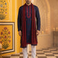 Embroidered Silk Blend Kurta Pyjama and Dupatta Set for Men ( JOKP P D 5077Navy )