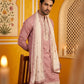 Embroidered Silk Blend Kurta Pyjama and Dupatta Set for Men ( JOKP P D 5077Purple )