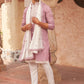 Embroidered Silk Blend Kurta Pyjama and Dupatta Set for Men (JOKP D 5077 Purple ) [FF] [N-13-15]