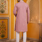 Embroidered Silk Blend Kurta Pyjama and Dupatta Set for Men ( JOKP P D 5077Purple )
