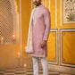 Embroidered Silk Blend Kurta Pyjama and Dupatta Set for Men ( JOKP P D 5077Purple )