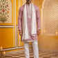 Embroidered Silk Blend Kurta Pyjama and Dupatta Set for Men ( JOKP P D 5077Purple )