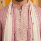 Embroidered Silk Blend Kurta Pyjama and Dupatta Set for Men ( JOKP P D 5077Purple )