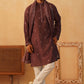 Embroidered Kurta with Dupatta Set for Men ( KOD 5088 purple )