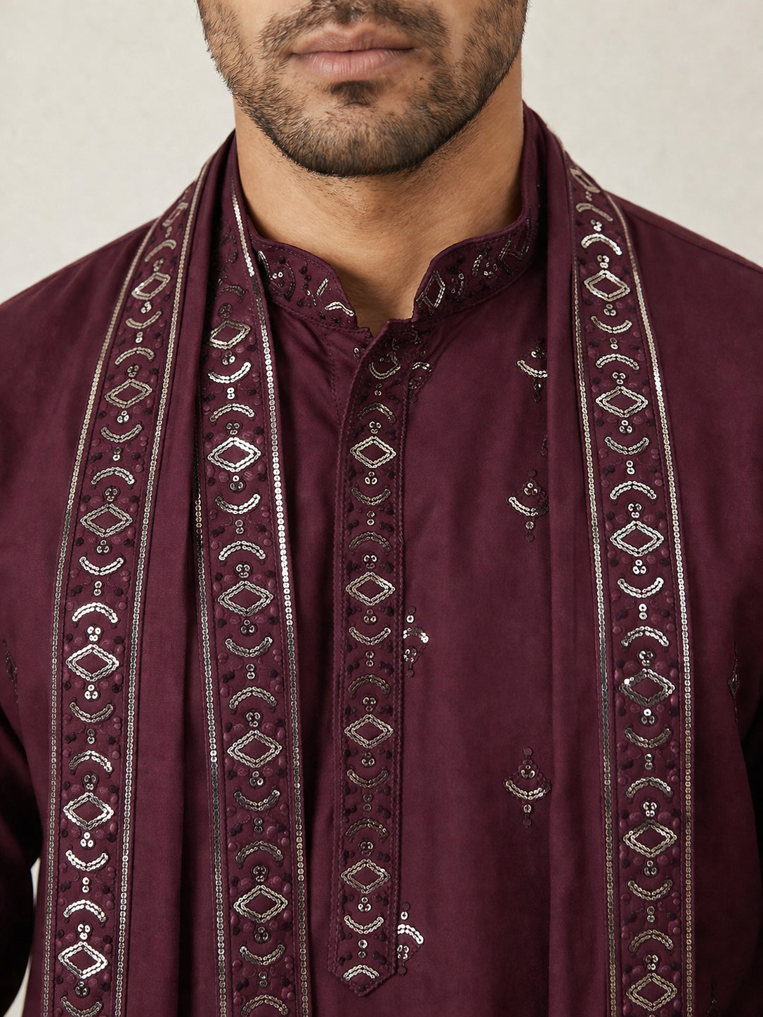 Silk Blend Embroidered Kurta Pyjama with Dupatta ( JOKP P D 5088Purple )