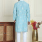 Embroidered & Sequin Kurta Pyjama With Dupatta ( JOKP P D 5091 Sky )