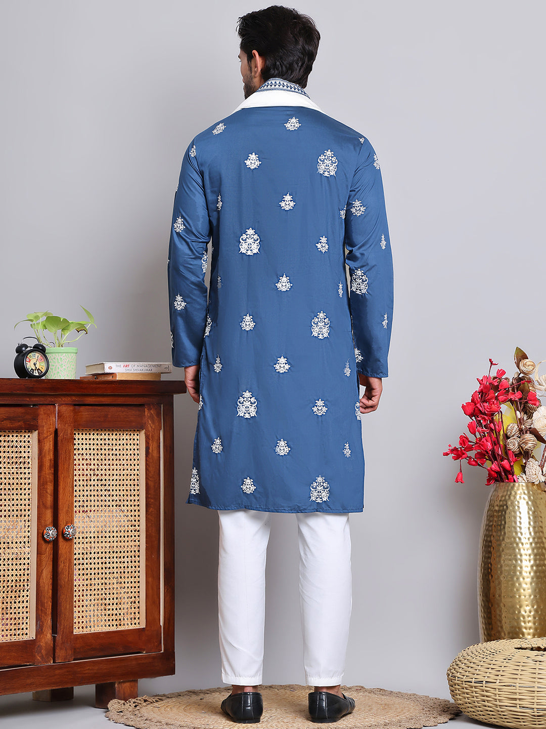 Embroidered & Sequin Kurta Pyjama With Dupatta ( JOKP D 5091Teal ) [FF] [M16-18 & N16-18]