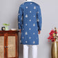 Black Embroidered Kurta with Dupatta Set ( KOD 5091 teal )