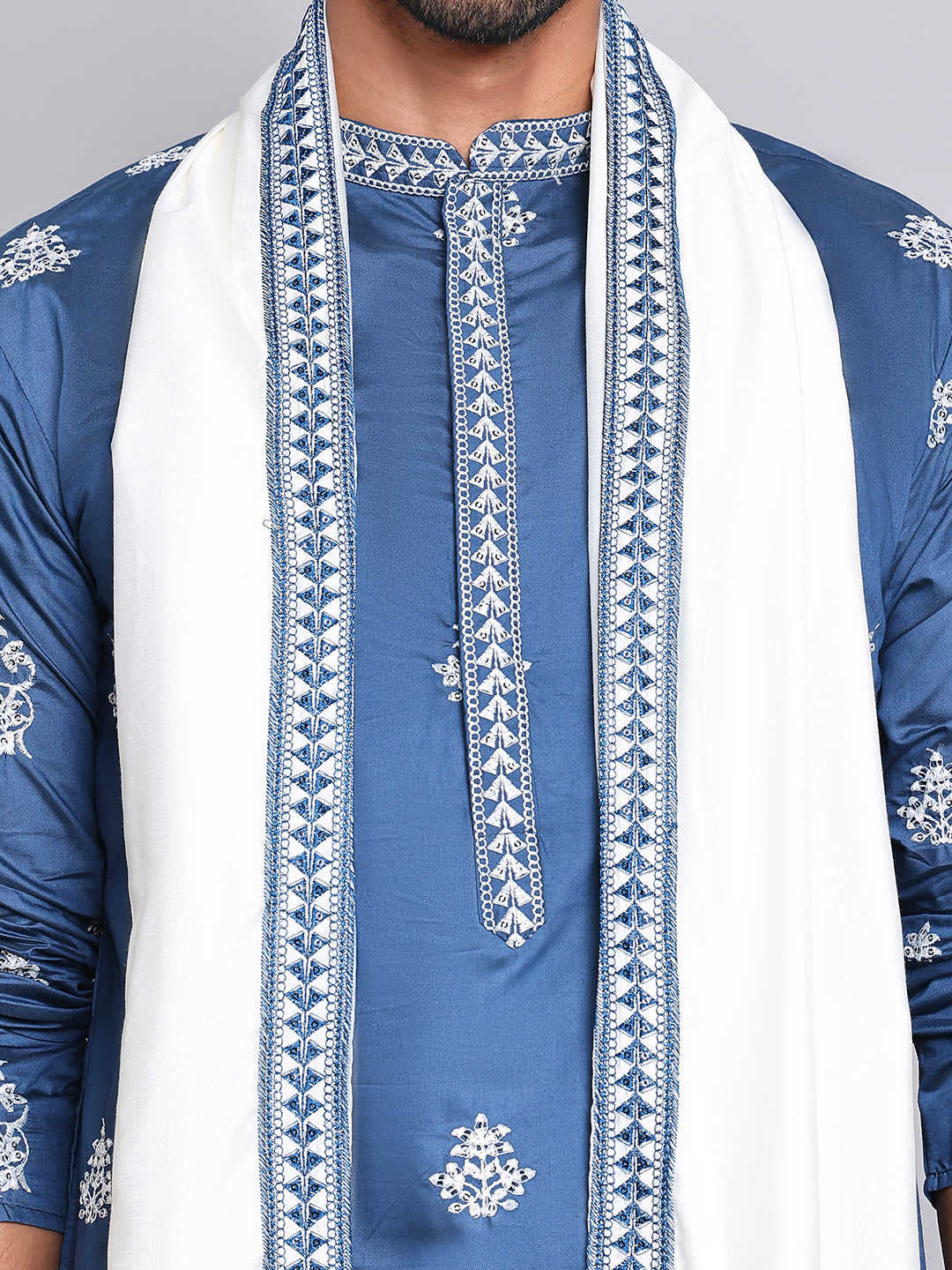 Black Embroidered Kurta with Dupatta Set ( KOD 5091 teal )