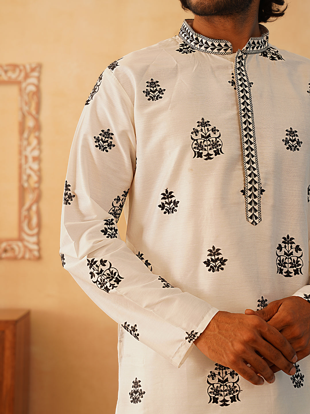 Embroidered & Sequin Kurta With Dupatta ( KOD 5091 white )