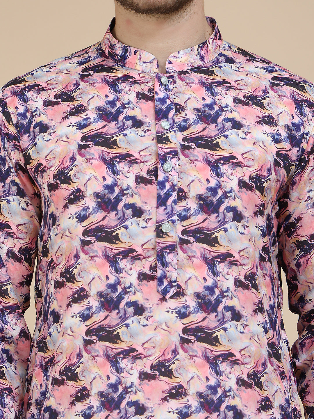 Abstract Printed Kurta Pyjama with Matching Dupatta ( JOKP D 5243 Purple )