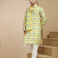 Abstract Printed Kurta Pyjama with Matching Dupatta ( JOKP D 5243 Yellow )
