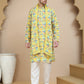 Abstract Printed Kurta Pyjama with Matching Dupatta ( JOKP D 5243 Yellow )
