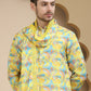 Abstract Printed Kurta Pyjama with Matching Dupatta ( JOKP D 5243 Yellow )