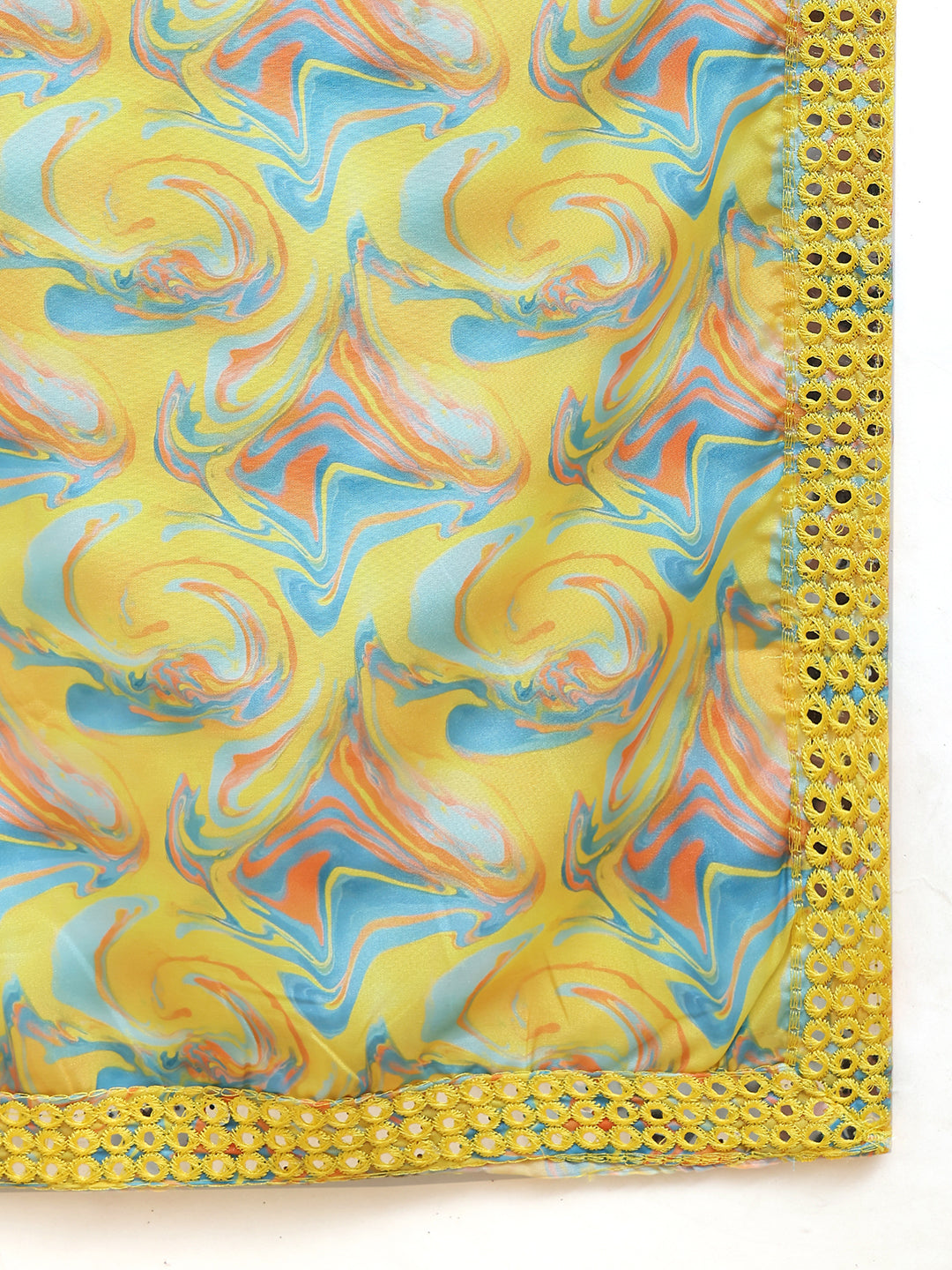 Abstract Printed Kurta Pyjama with Matching Dupatta ( JOKP D 5243 Yellow )