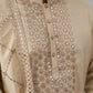 Silk Blend Sequins Embroidered Kurta Pyjama with Dupatta Set (JOKP P D 5320 Beige ) [FF] [Q11-12]