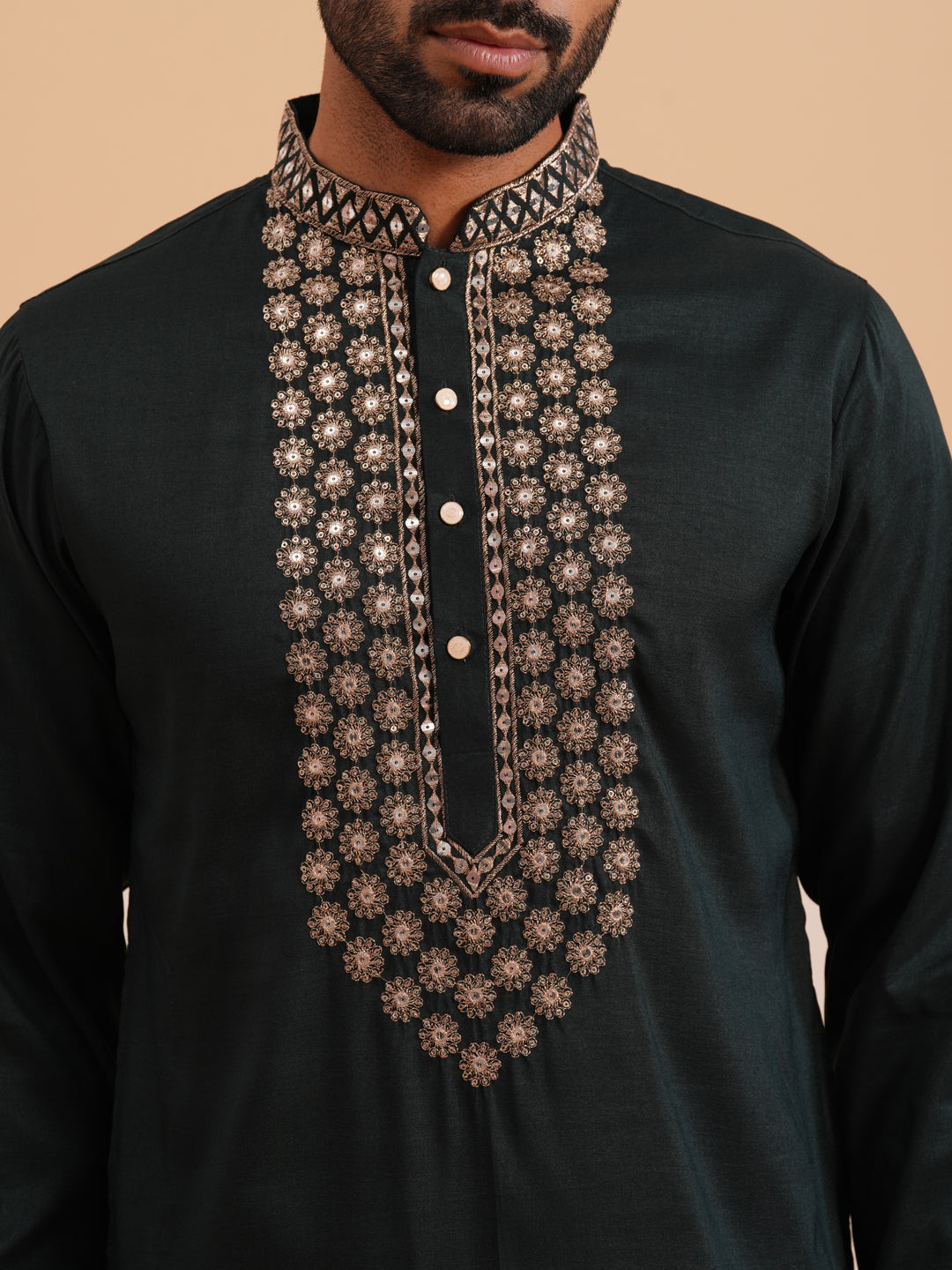 Silk Blend Sequins Embroidered Kurta Pyjama with Dupatta Set ( JOKP P D 5320 P D 5320Olive ) [FF] [Q11-12]