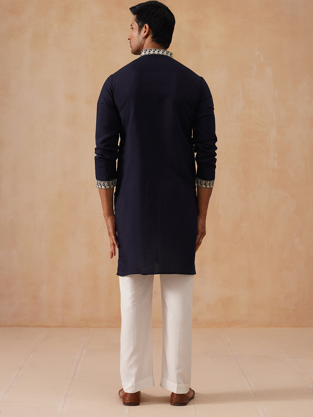 Silk Blend Embroidered Kurta Pyjama Set (JOKP D PJ11-W 5287 Black )