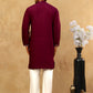 Silk Blend Floral Embroidered Kurta Pyjama Set ( JOKP PJ11W 5140Wine )