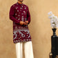 Silk Blend Floral Embroidered Kurta Pyjama Set ( JOKP PJ11W 5140Wine )